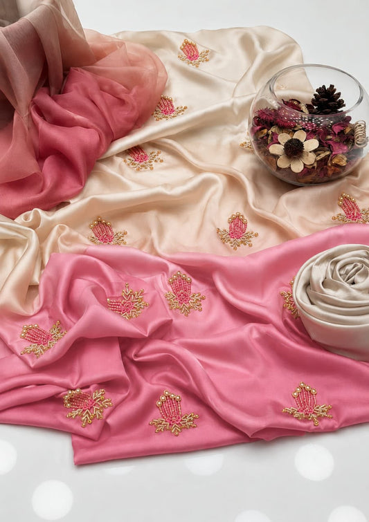 Premium Silk 3 Piece Unstitched Hand Embroidered Suit
