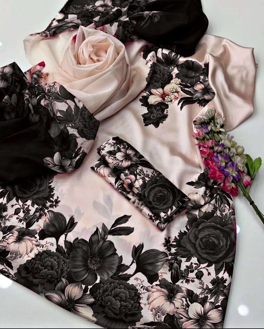 DIgital Printed Shamooz Silk Three piece-Unstitched - Womensposhak