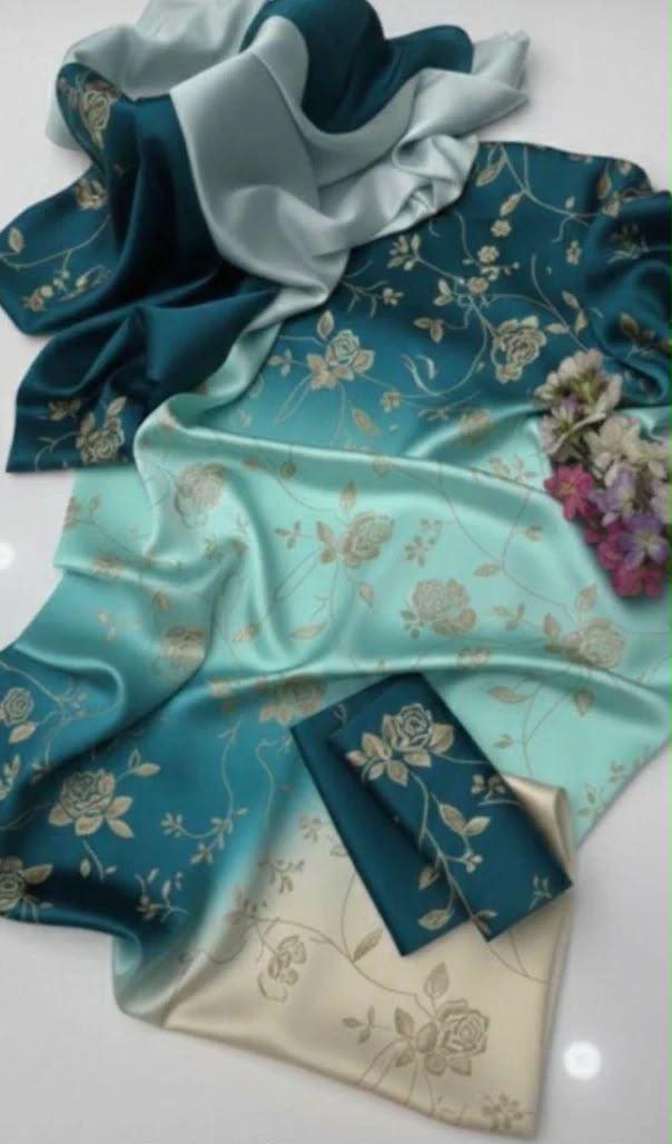 DIgital Printed Shamooz Silk Three piece-Unstitched