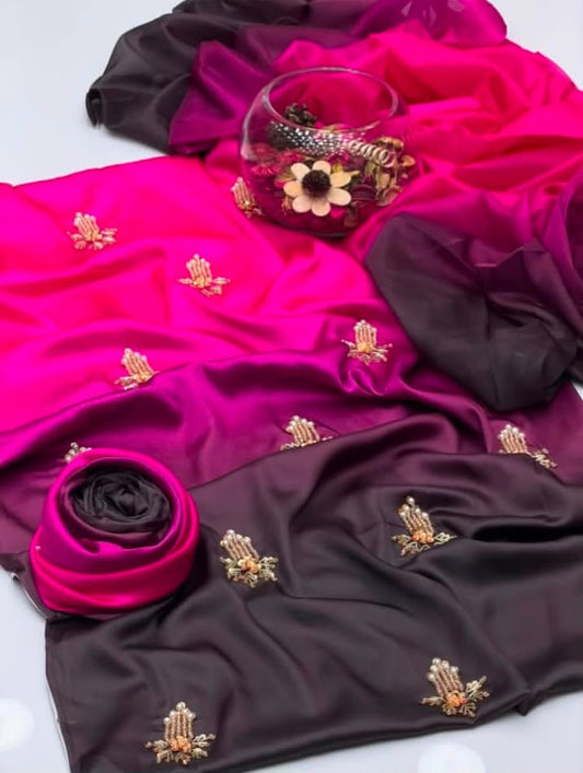 Premium Silk 3 Piece Unstitched Hand Embroidered Suit