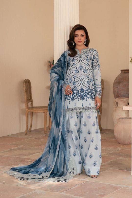 DIgital Printed Shamooz Silk Three piece-Unstitched