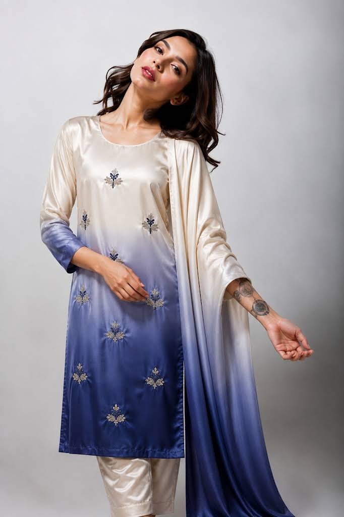 Premium Silk 3 Piece Unstitched Hand Embroidered Suit