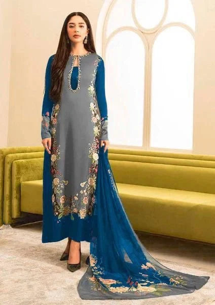 DIgital Printed Shamooz Silk Three piece-Unstitched - Womensposhak