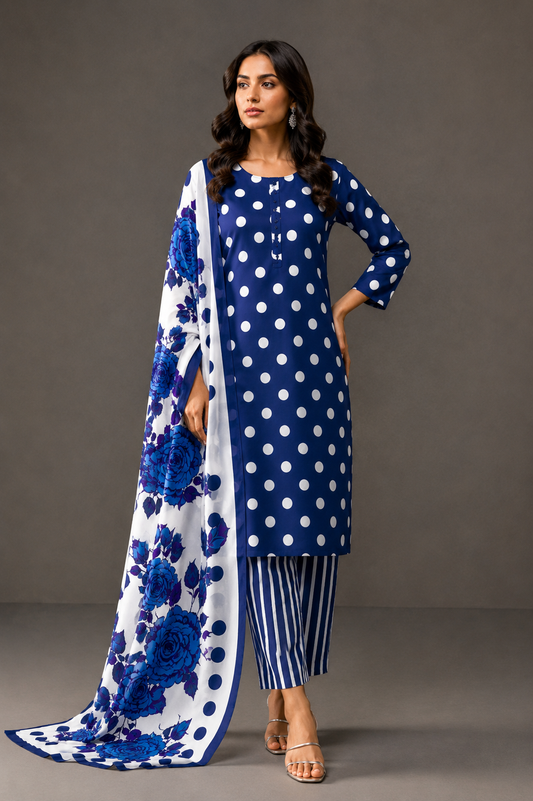 DIgital Printed Shamooz Silk Three piece-Unstitched - Womensposhak