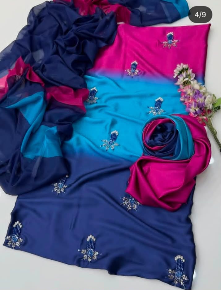 Premium Silk 3 Piece Unstitched Hand Embroidered Suit