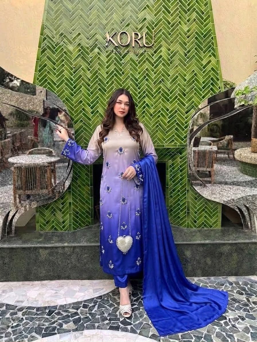 Premium Silk 3 Piece Unstitched Hand Embroidered Suit