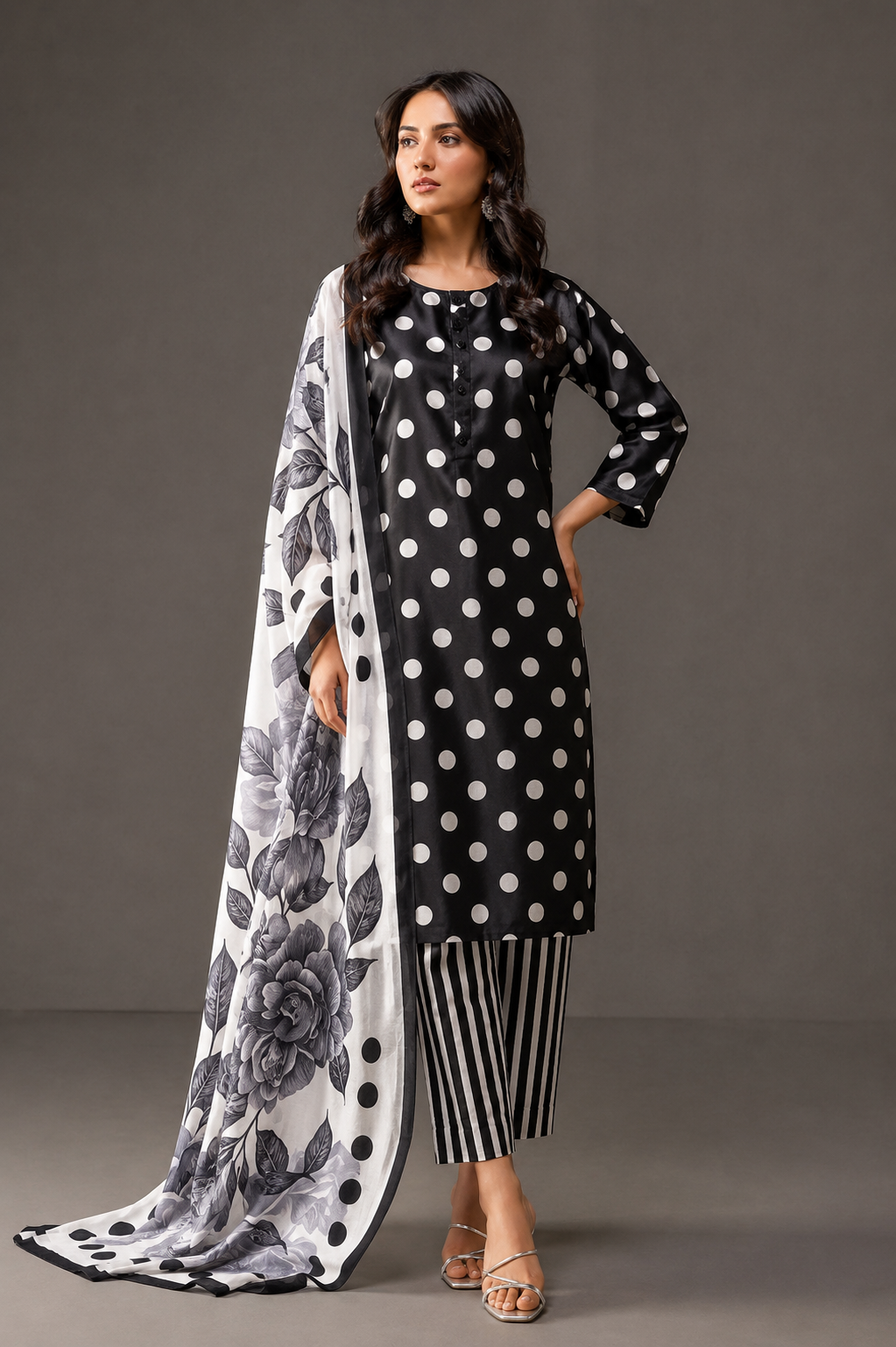 DIgital Printed Shamooz Silk Three piece-Unstitched - Womensposhak