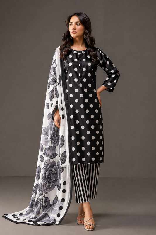 DIgital Printed Shamooz Silk Three piece-Unstitched - Womensposhak