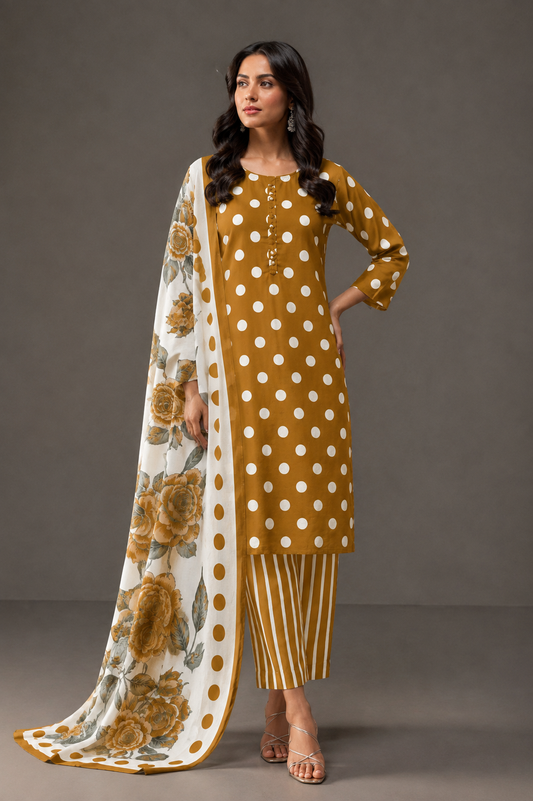 DIgital Printed Shamooz Silk Three piece-Unstitched - Womensposhak