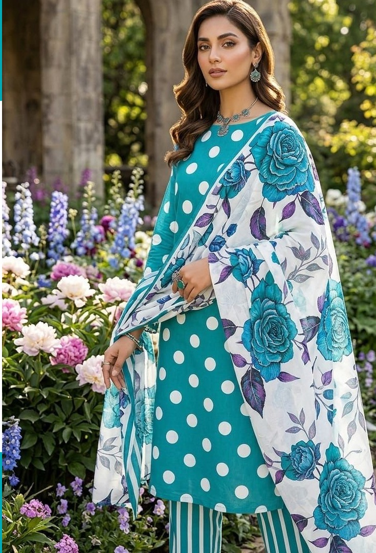 DIgital Printed Shamooz Silk Three piece-Unstitched - Womensposhak