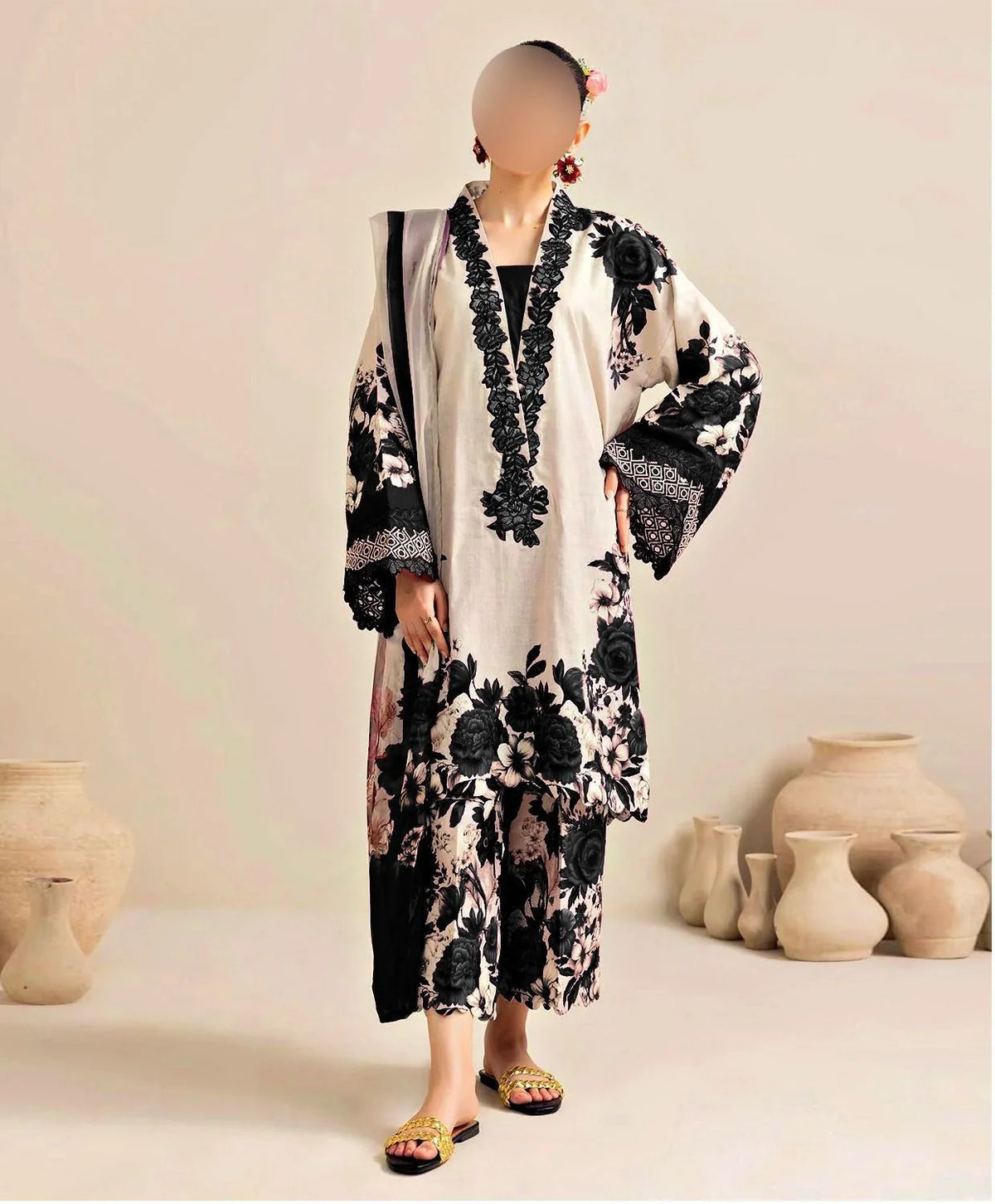 DIgital Printed Shamooz Silk Three piece-Unstitched - Womensposhak