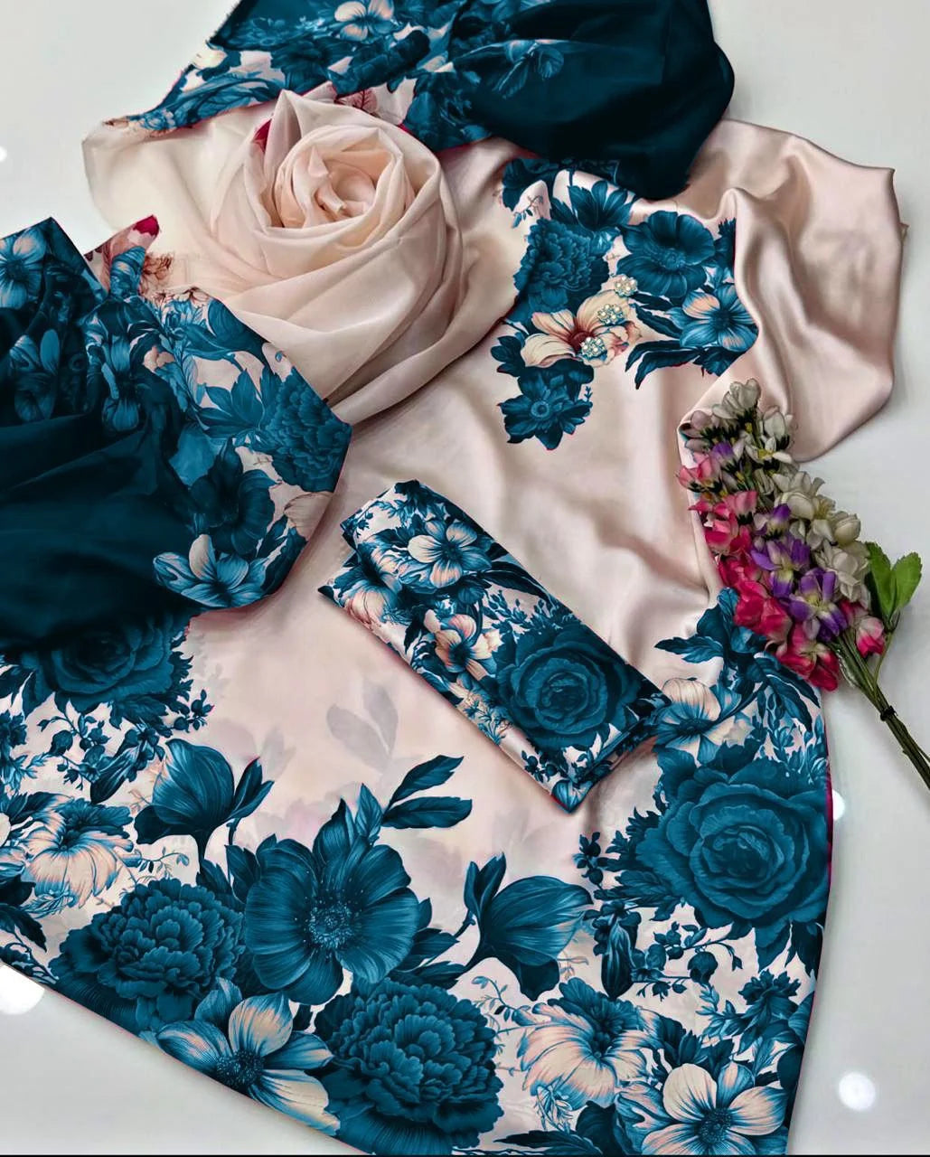 DIgital Printed Shamooz Silk Three piece-Unstitched - Womensposhak