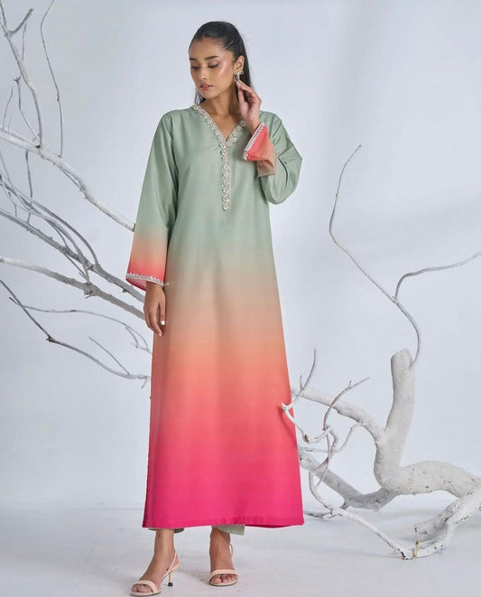 DIgital Printed Shamooz Silk Three piece-Unstitched - Womensposhak