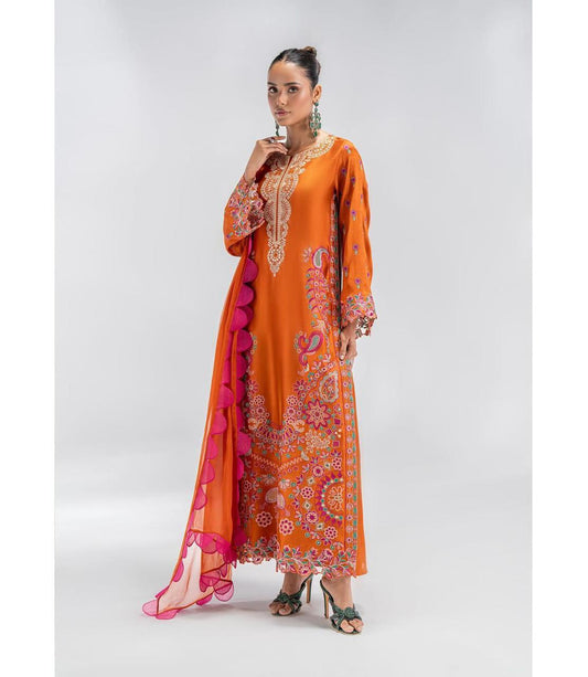 DIgital Printed Shamooz Silk Three piece-Unstitched - Womensposhak