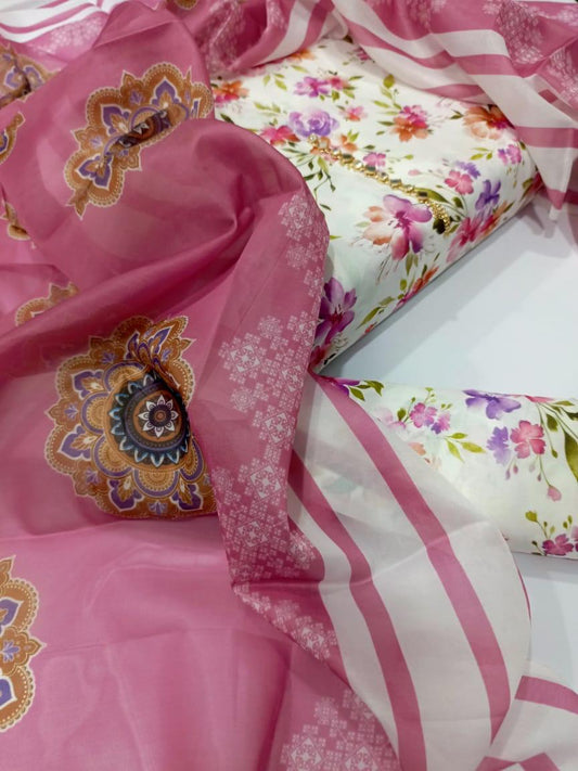 Digital Printed Swiss Lawn 3 Piece-Unstitched - Womensposhak