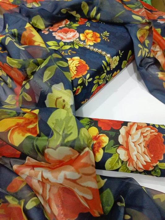 Digital Printed Swiss Lawn 3 Piece-Unstitched - Womensposhak