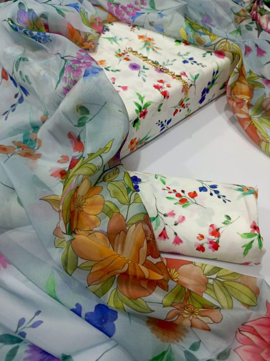 Digital Printed Swiss Lawn 3 Piece-Unstitched - Womensposhak