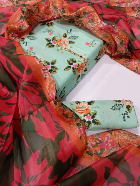 Digital Printed Swiss Lawn 3 Piece-Unstitched - Womensposhak