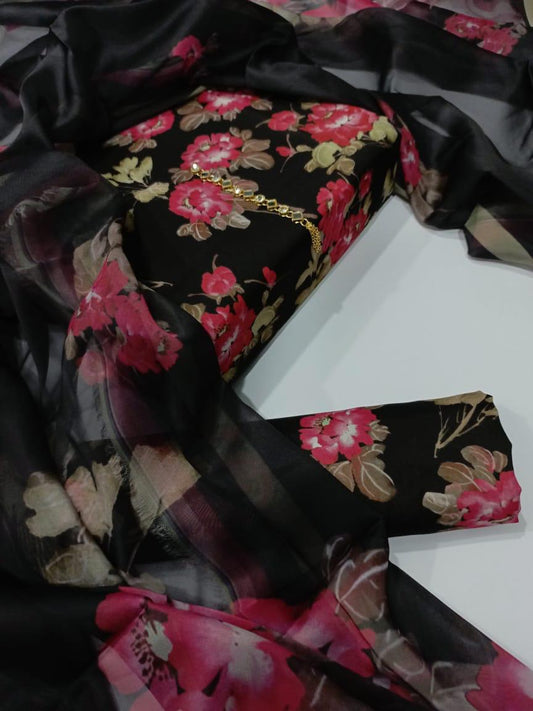 Digital Printed Swiss Lawn 3 Piece-Unstitched - Womensposhak