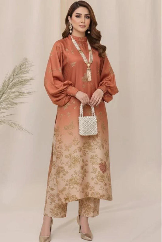 DIgital Printed Shamooz Silk Three piece-Unstitched - Womensposhak