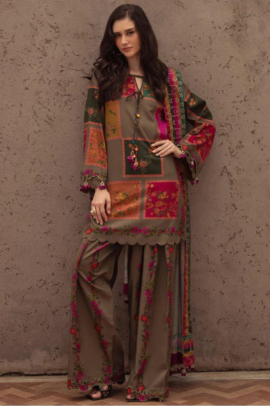 DIgital Printed Shamooz Silk Three piece-Unstitched - Womensposhak