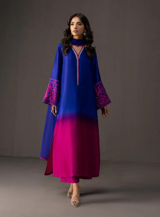 DIgital Printed Shamooz Silk Three piece-Unstitched - Womensposhak