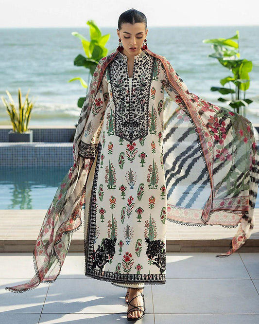 DIgital Printed Shamooz Silk Three piece-Unstitched - Womensposhak