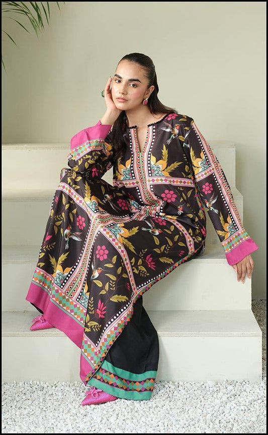 DIgital Printed Shamooz Silk Three piece-Unstitched - Womensposhak