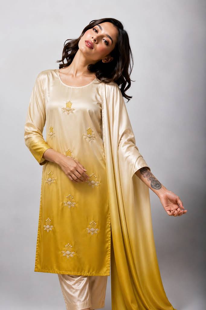 Premium Silk 3 Piece Unstitched Hand Embroidered Suit