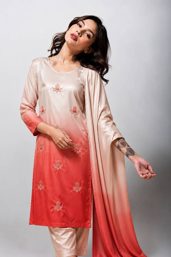 Premium Silk 3 Piece Unstitched Hand Embroidered Suit