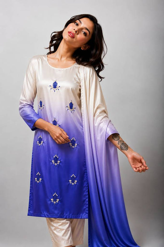 Premium Silk 3 Piece Unstitched Hand Embroidered Suit