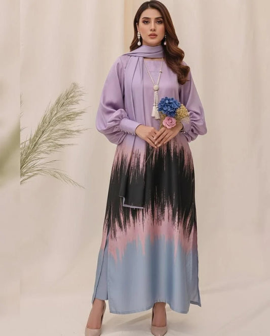 DIgital Printed Shamooz Silk Three piece-Unstitched - Womensposhak