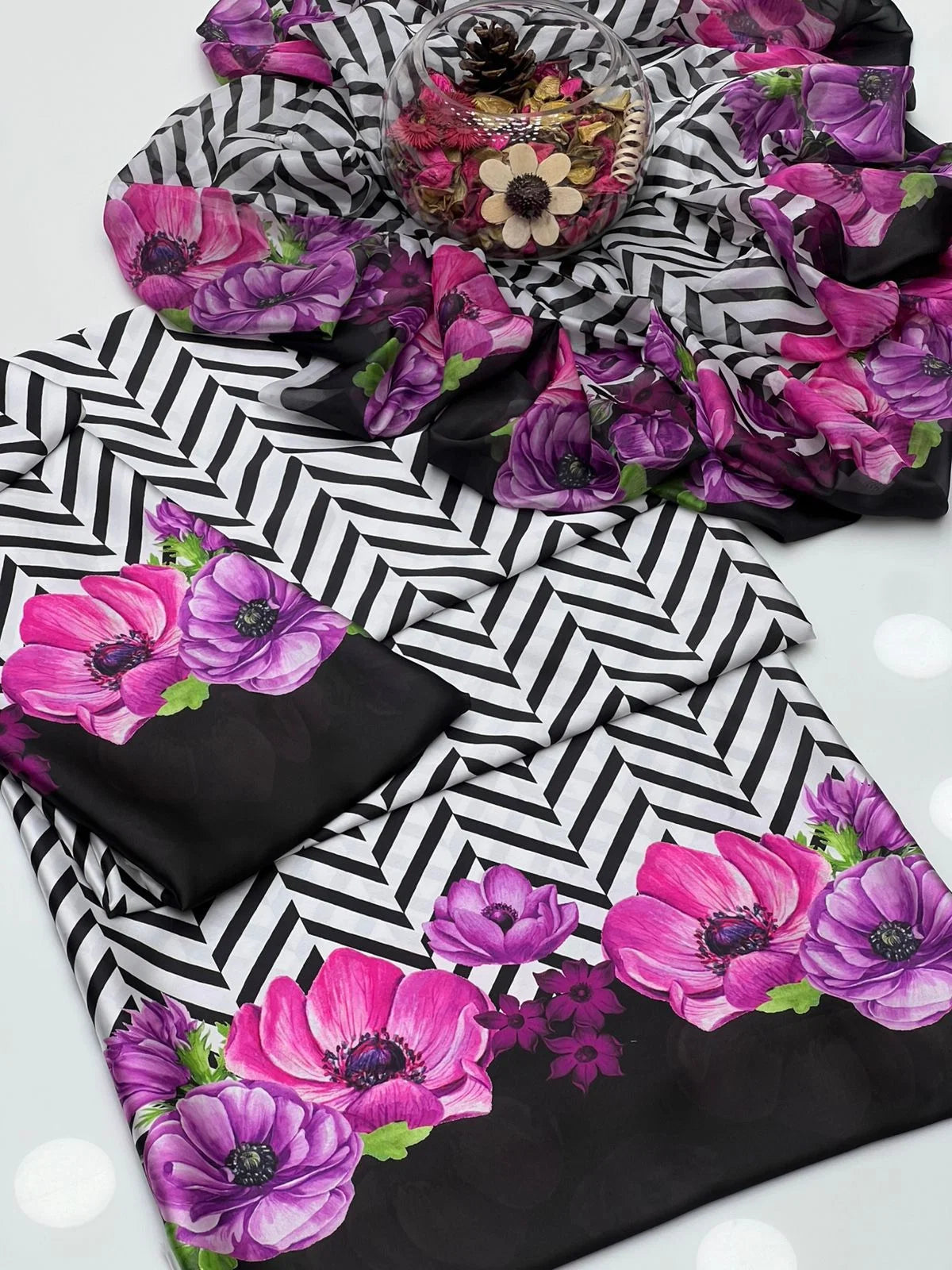 DIgital Printed Shamooz Silk Three piece-Unstitched - Womensposhak